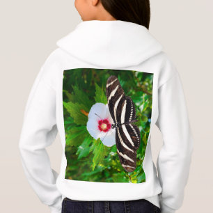 Borboleta-de-vidro-zebra em camiseta-vermelho-hibi