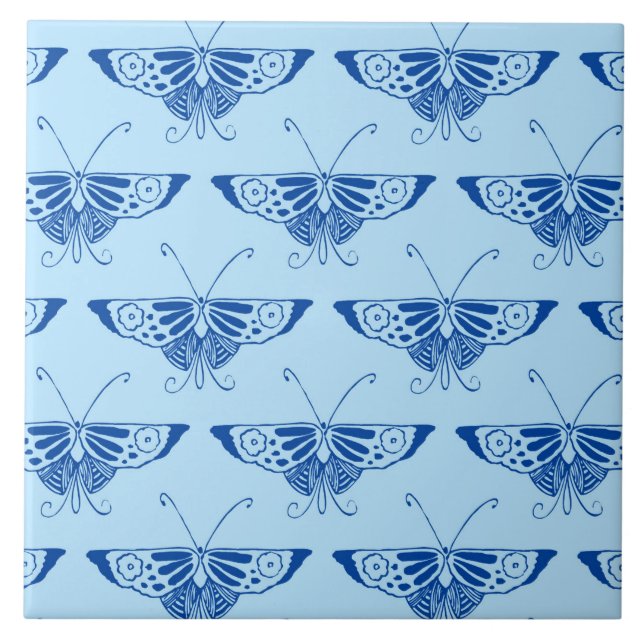 Borboleta Deco Estilizada - cobalto e azul pálido (Frente)