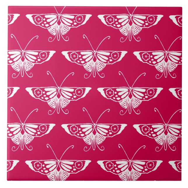Borboleta Deco Estilizada - cor-de-rosa fuchsia (Frente)