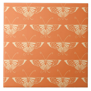 Borboleta Deco estilizada - laranja coral