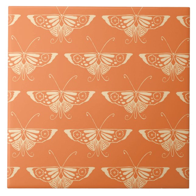 Borboleta Deco estilizada - laranja coral (Frente)