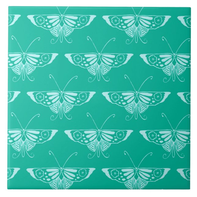 Borboleta Deco estilizada - turquesa e aqua (Frente)