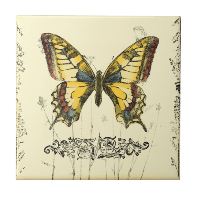 Borboleta Decorativa com Flores Selvagens (Frente)