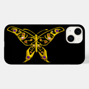 BORBOLETA DOURADA HÍPER COM GEMSTONAS PRETAS