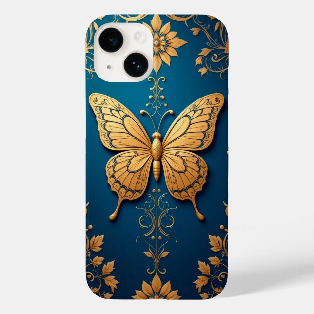 Borboleta Dourada Ornamentada Com Padrão Floral (Verso)