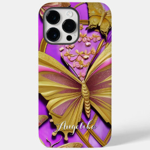 Borboleta Dourada Rosa Quente Nome Personalizado