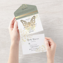 Borboleta Dourada Salvia Verde Casamento