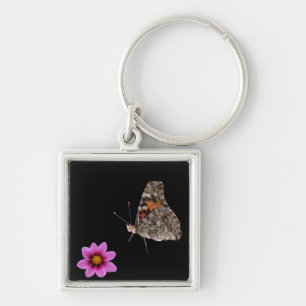 Borboleta e chaveiro cor-de-rosa da flor