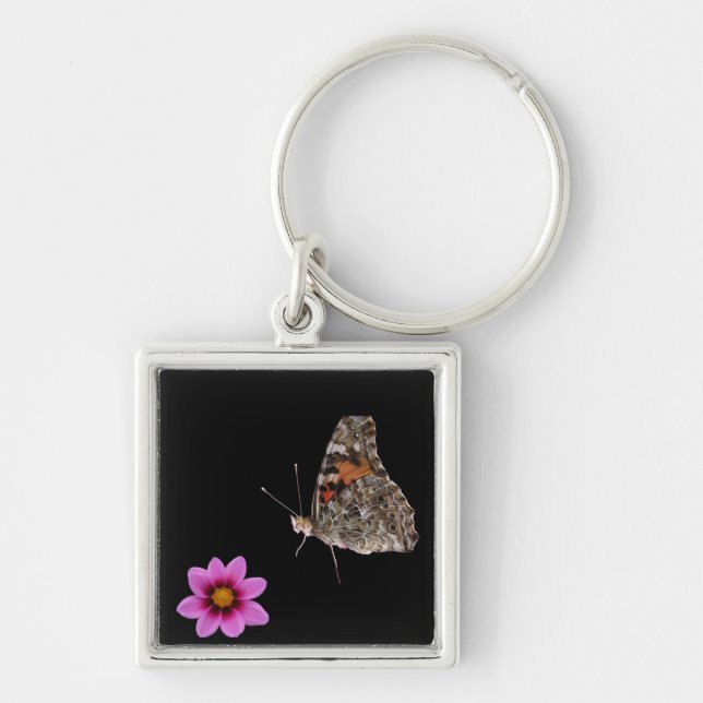 Borboleta e Chaveiro de Flor Rosa (Frente)