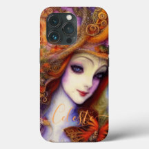 Borboleta E Deusa De Jardim Em Blues De Aquarela