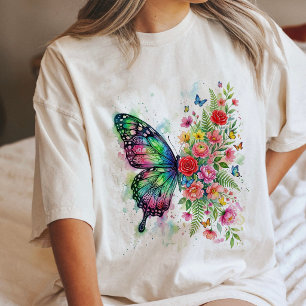 Borboleta e Floral em Aquarela