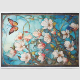 Borboleta e Florals Découpage Papel Tecido