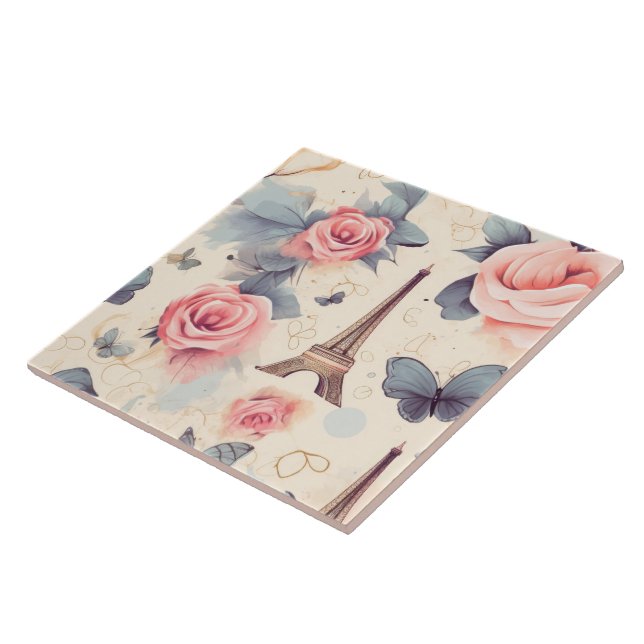 Borboleta e padrão de Rosas da Torre Eiffel (Lateral)