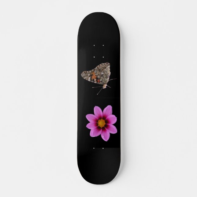 Borboleta e skate de flores rosa (Frente)