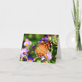 Borboleta em Aster Flores Cartão de Nota/Cartão de