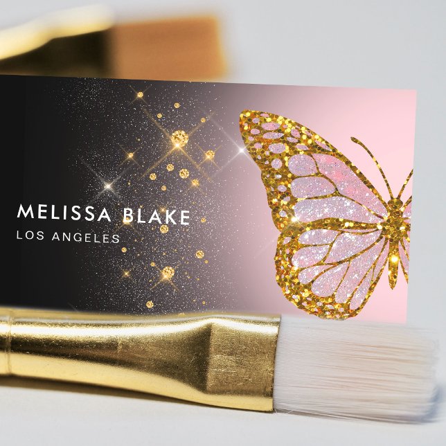 borboleta em cartão de visita preto (Criador carregado)