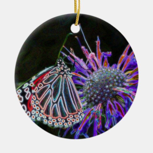 Borboleta Em Ornamento De Arte Digital Flor (Frente)