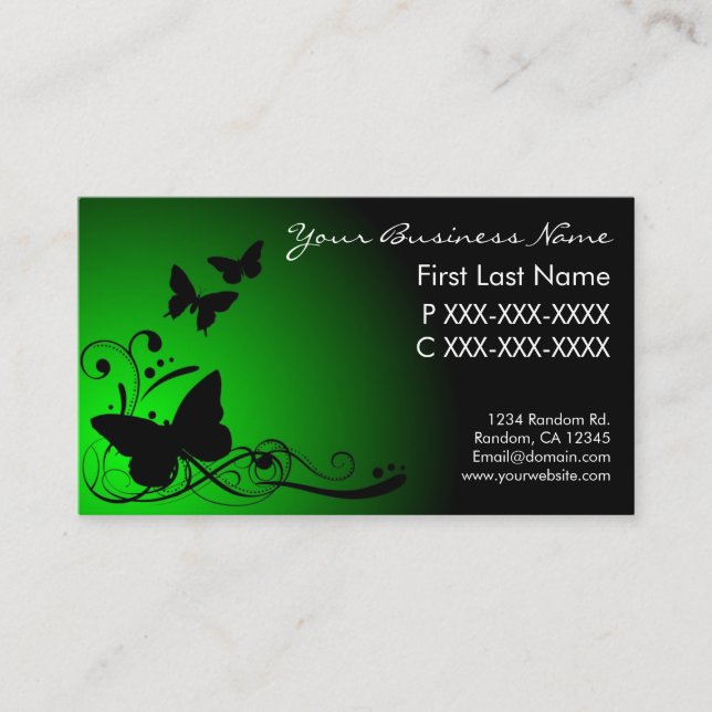 Borboleta escura-escura verde rodopia cartões de v (Frente)