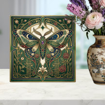 Borboleta Esmeralda Celestial Arte Floral Vintage