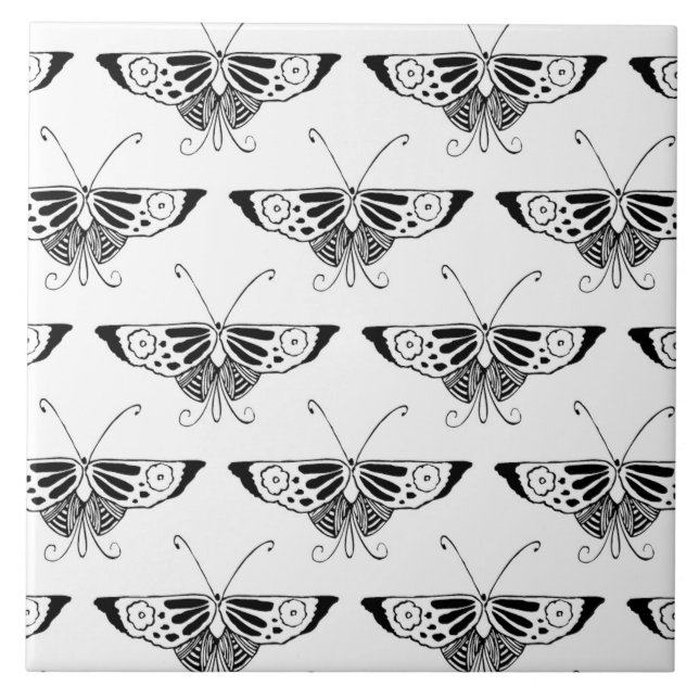 Borboleta estilizado de Deco - branco e preto (Frente)