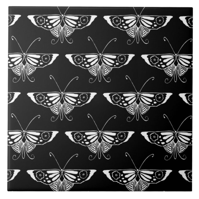 Borboleta estilizado de Deco - preto e branco (Frente)