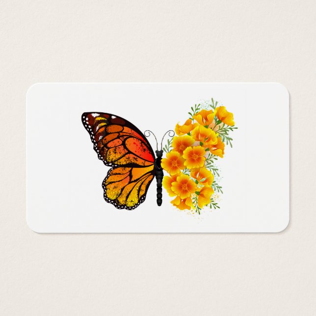 Borboleta Flor com Amapola da Califórnia Amarela (Frente)
