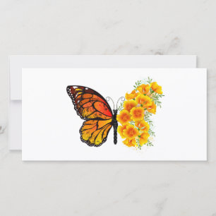 Borboleta Flor com Amapola da Califórnia Amarela