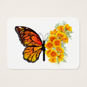 Borboleta Flor com Amapola da Califórnia Amarela