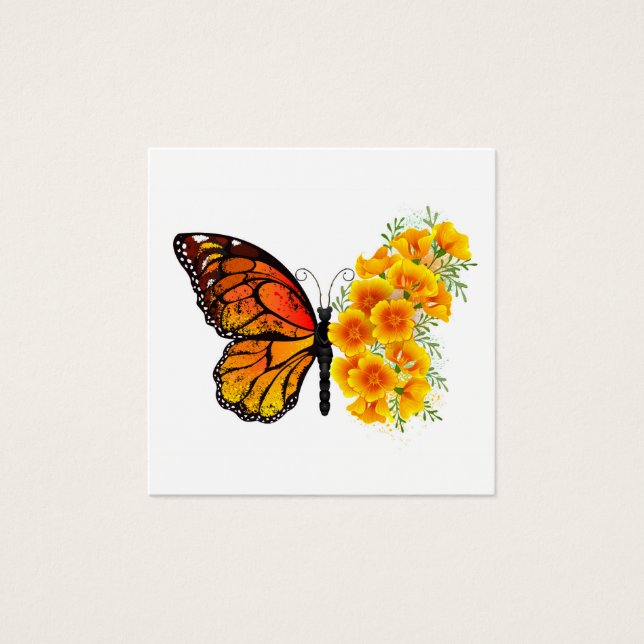Borboleta Flor com Amapola da Califórnia Amarela (Frente)