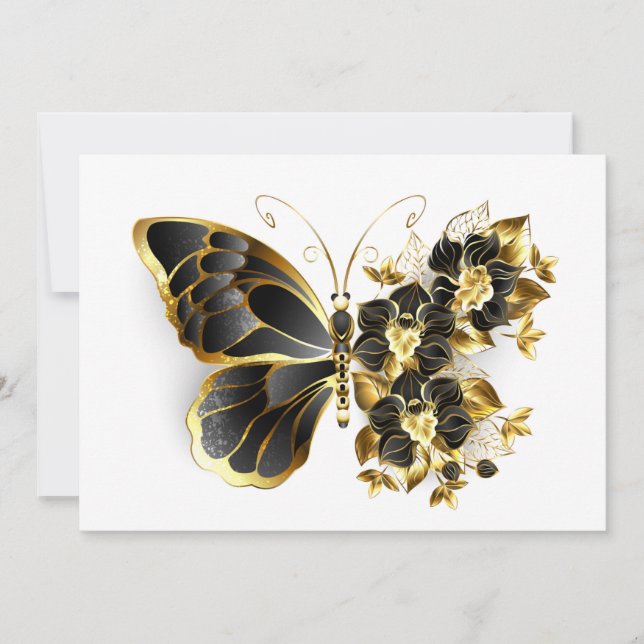Borboleta Flor de Ouro com Orquídea Preta (Frente)