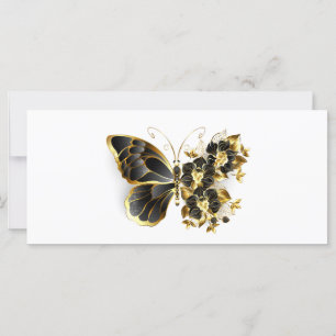 Borboleta Flor Dourada com Orquídea Preta