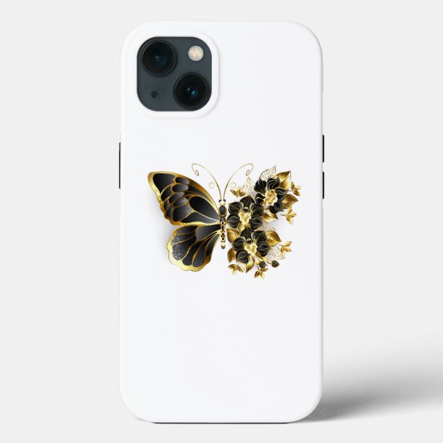Borboleta Flor Dourada com Orquídea Preta (Verso)
