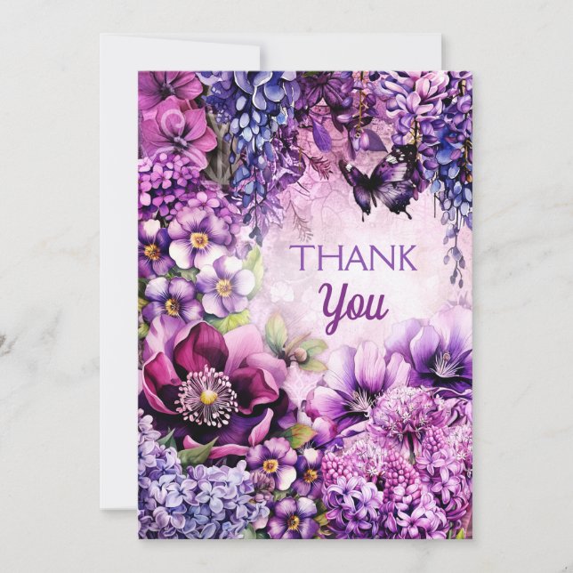 Borboleta Floral de Cartões de agradecimentos e Bl (Frente)