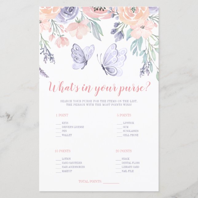 Borboleta Floral Púrpura Rosa O que há na sua bols (Frente)