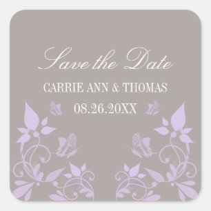 Borboleta Floral Salve os Adesivos de Data, Lilac