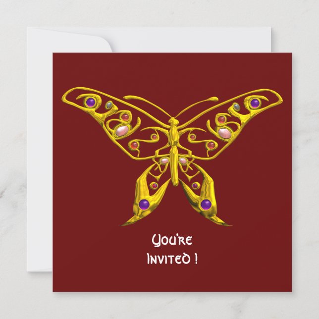 BORBOLETA HIPER OURO, PEDRAS PRECIOSAS, Convite pa (Frente)