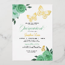 Borboleta Hortelã Rosas Verde Quinceanera Real
