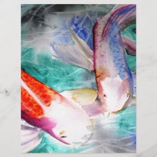 Borboleta Koi aquarela Japonês Peixe Art