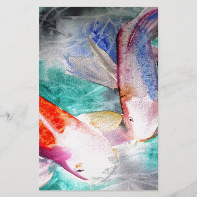 Borboleta Koi aquarela Japonês Peixe Art (Frente)