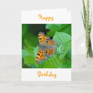 Borboleta laranja de cartão de saudação de anivers