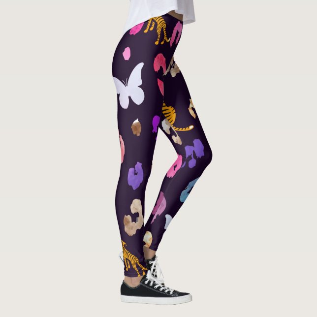 Borboleta-leopardo Leggings pretas (Direita)
