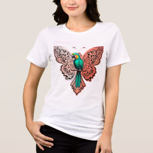 Borboleta Mandala e Papagaio Luxo em Rosa Dourado