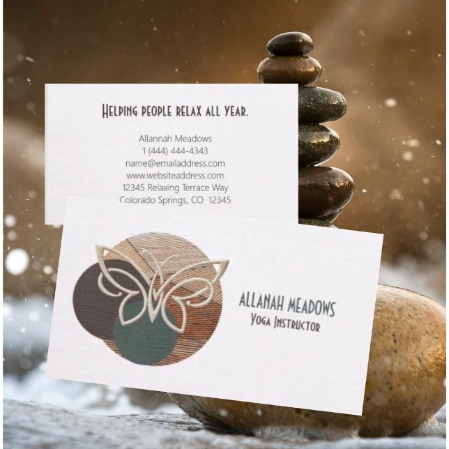 Borboleta Minimalista Bamboo Yoga Cartão de visita (Criador carregado)