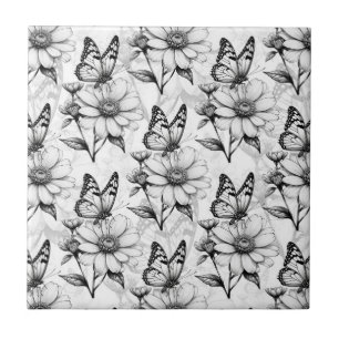 Borboleta minimalista na Design de padrão de flore