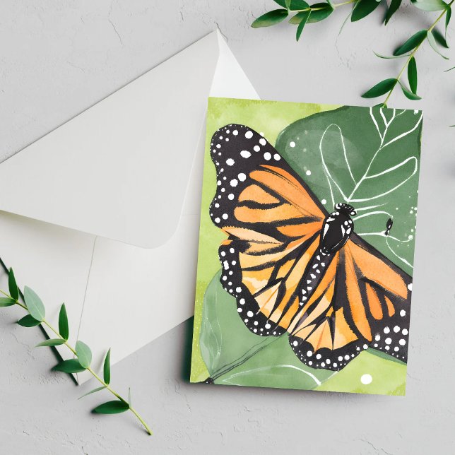 Borboleta Monarca | Belo Cartão de Aquarela (Criador carregado)