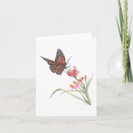 Borboleta Monarca num Cartão de Nota de Flor