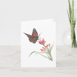 Borboleta Monarca num Cartão de Nota de Flor