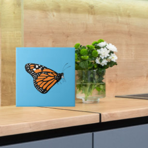 Borboleta Monarch Ilustração Laranja + Azul-Céu