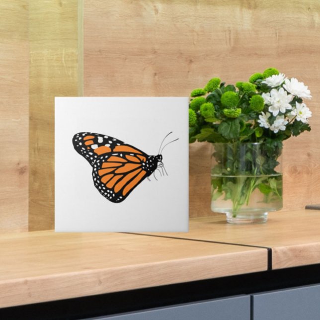 Borboleta Monarch Ilustração Laranja e Branco (Let this elegant monarch butterfly grace your kitchen, bathroom or other tiled space!)