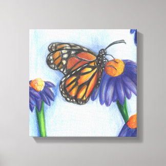 Borboleta na Canvas das flores (12" x 12")